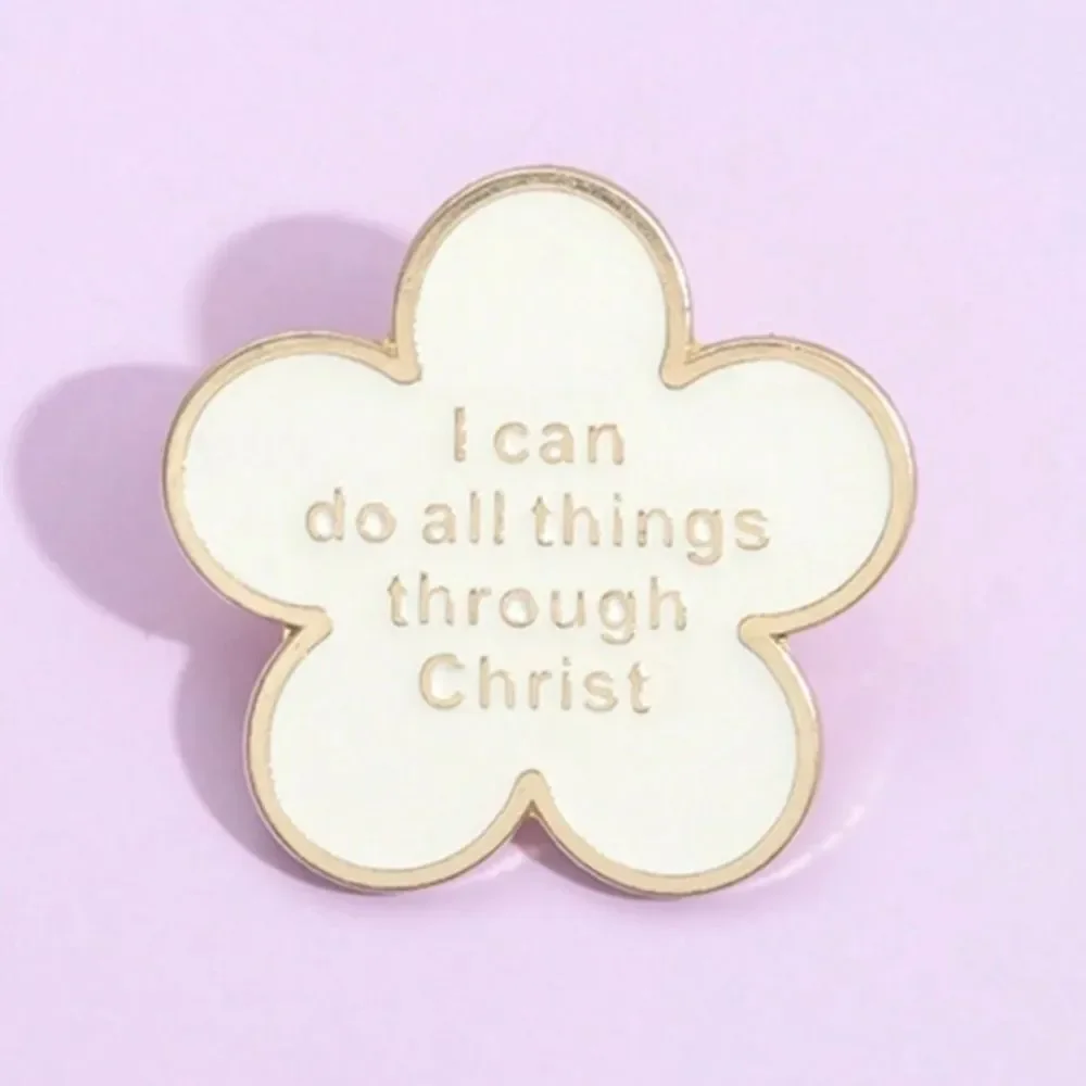 3for$20  1Pc Creative White Flower Believer Opinion Enamel Pin Christ